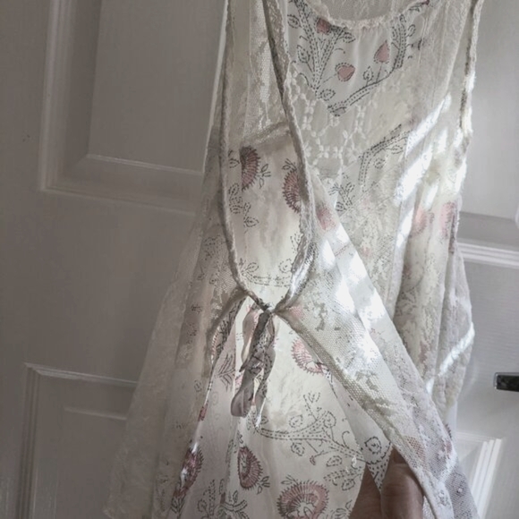Free People lace tank camisole flowy open sides w/ ties Sz M - Picture 3 of 14